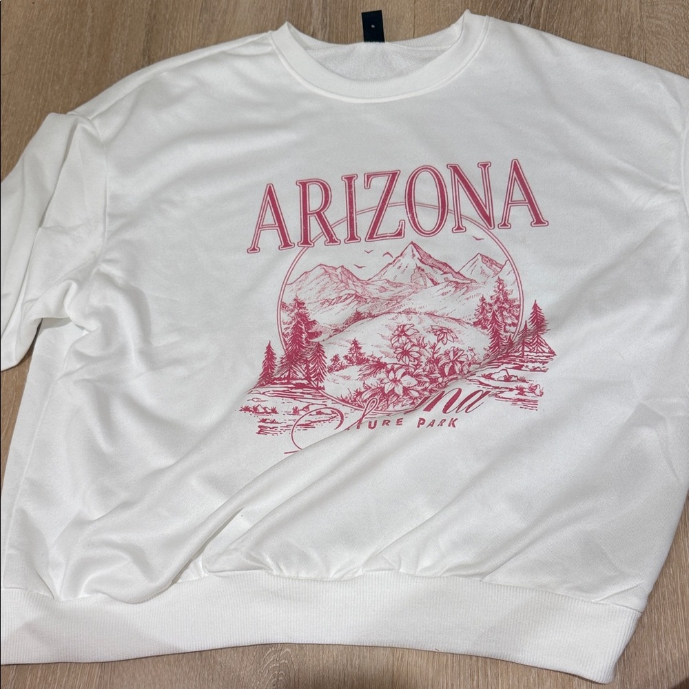 SHEIN Cream and Pink Arizona Graphic Sweater